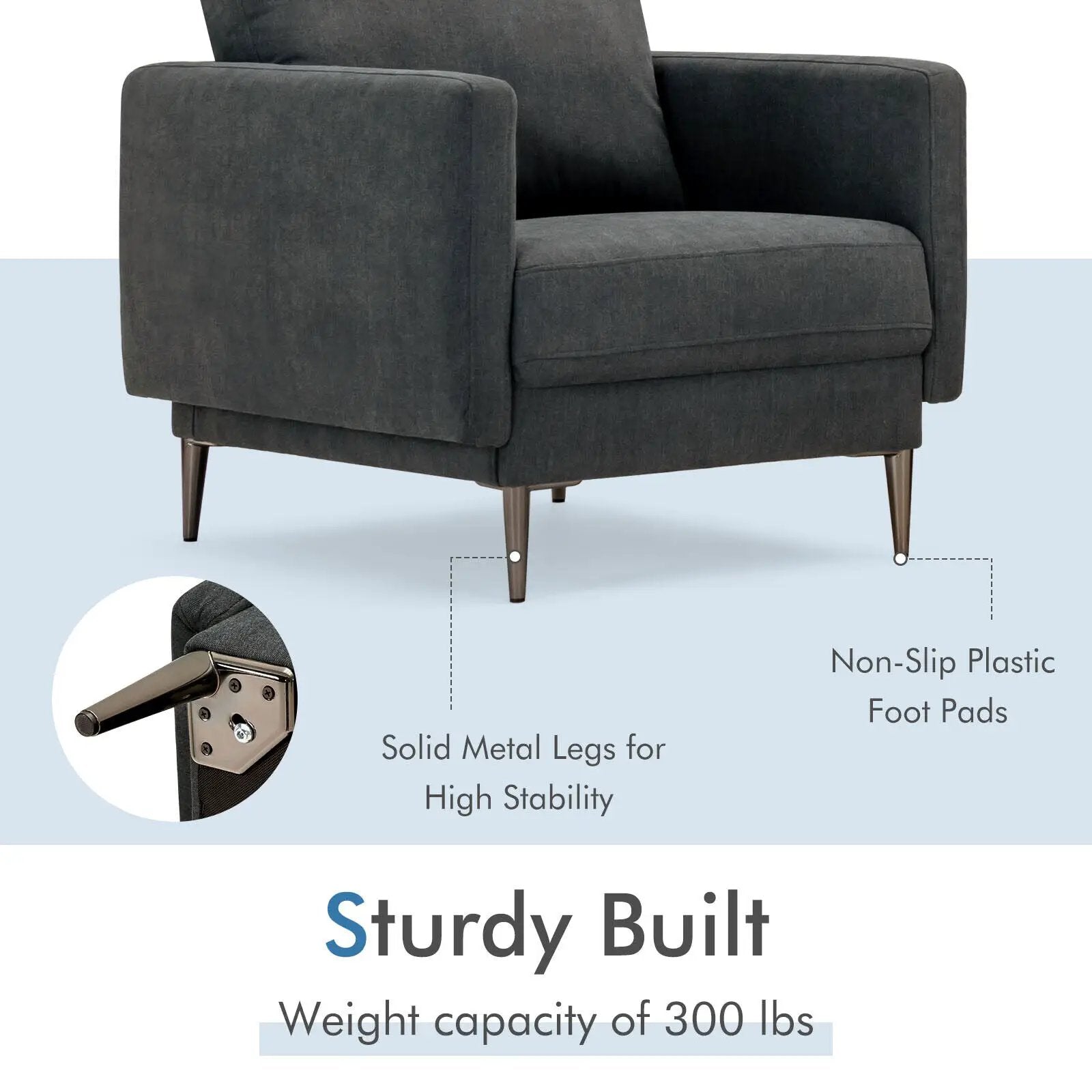 Modern Upholstered Accent Chair with Removable Backrest Cushion by DirectDeals