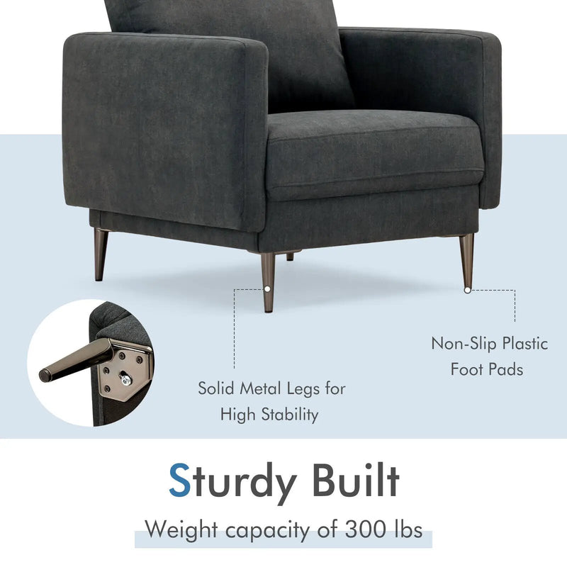 Modern Upholstered Accent Chair with Removable Backrest Cushion by DirectDeals