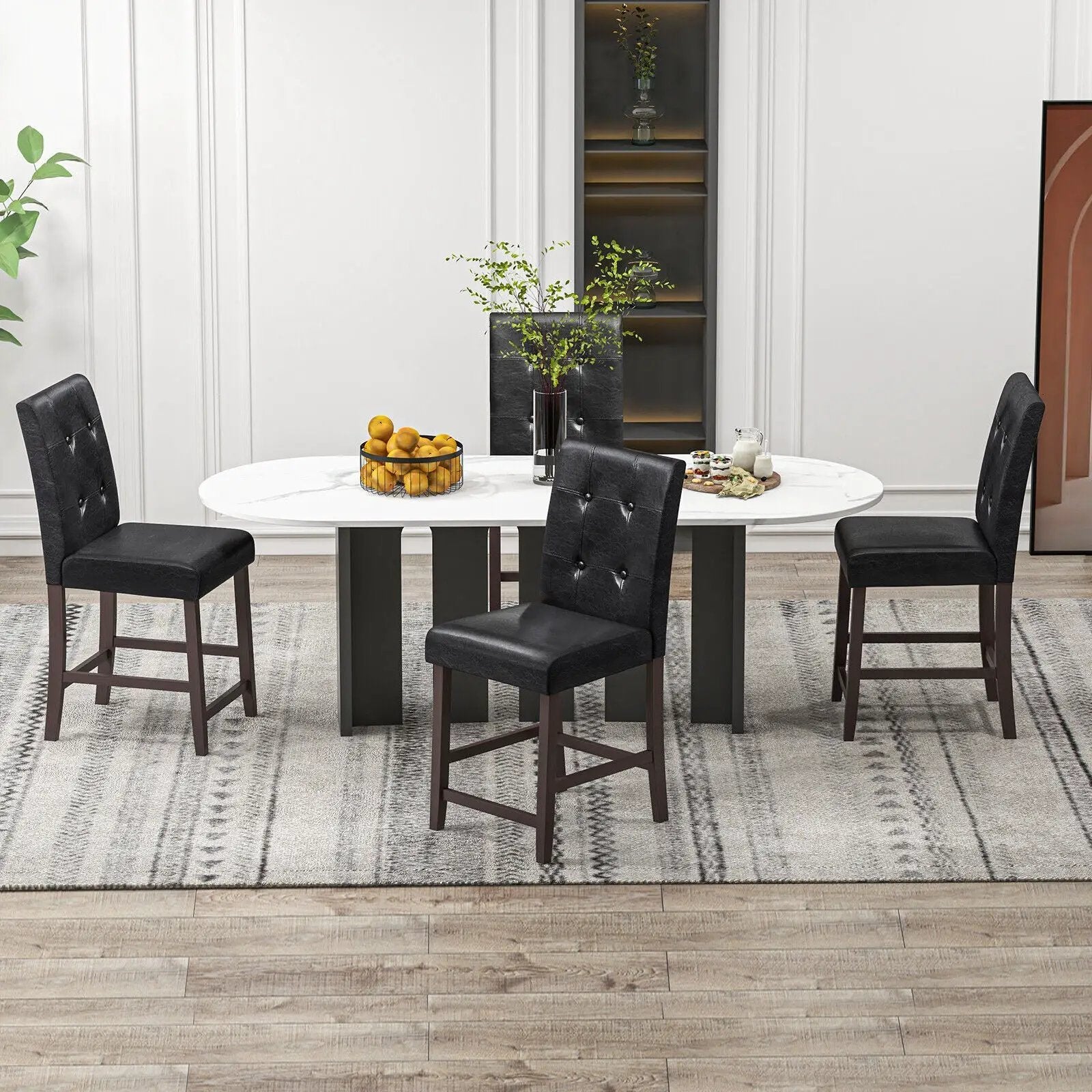 Set of 2 Bar Stools with Rubber Wood Legs and Button-Tufted Back by DirectDeals