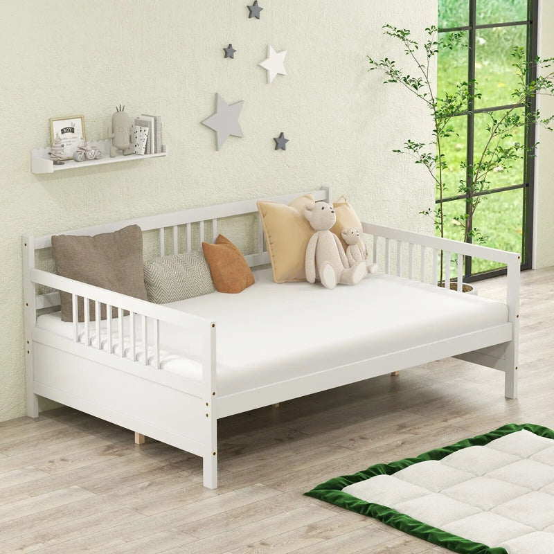 Classic Wooden Full Size Daybed Frame with Guardrails by DirectDeals
