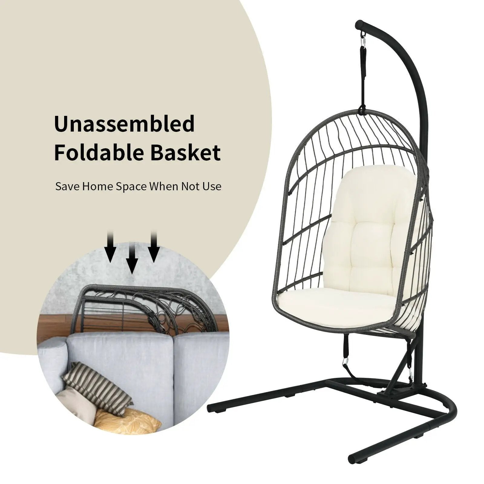 Hanging Wicker Egg Chair with Stand by DirectDeals