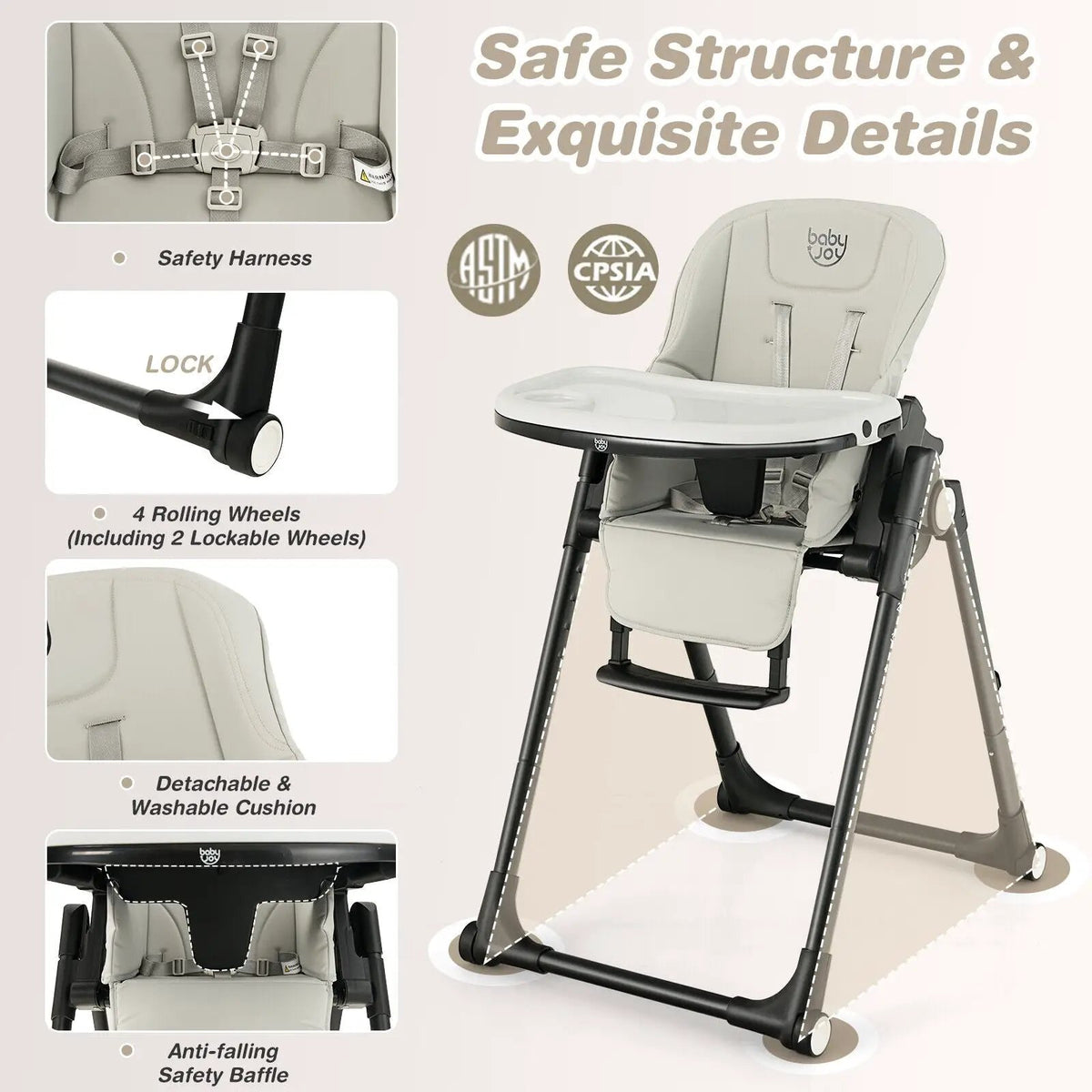 4-in-1 Baby High Chair with 6 Adjustable Heights by DirectDeals