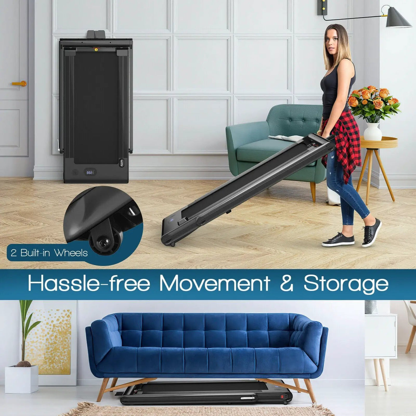2-in-1 Folding Treadmill with Dual LED Display by DirectDeals