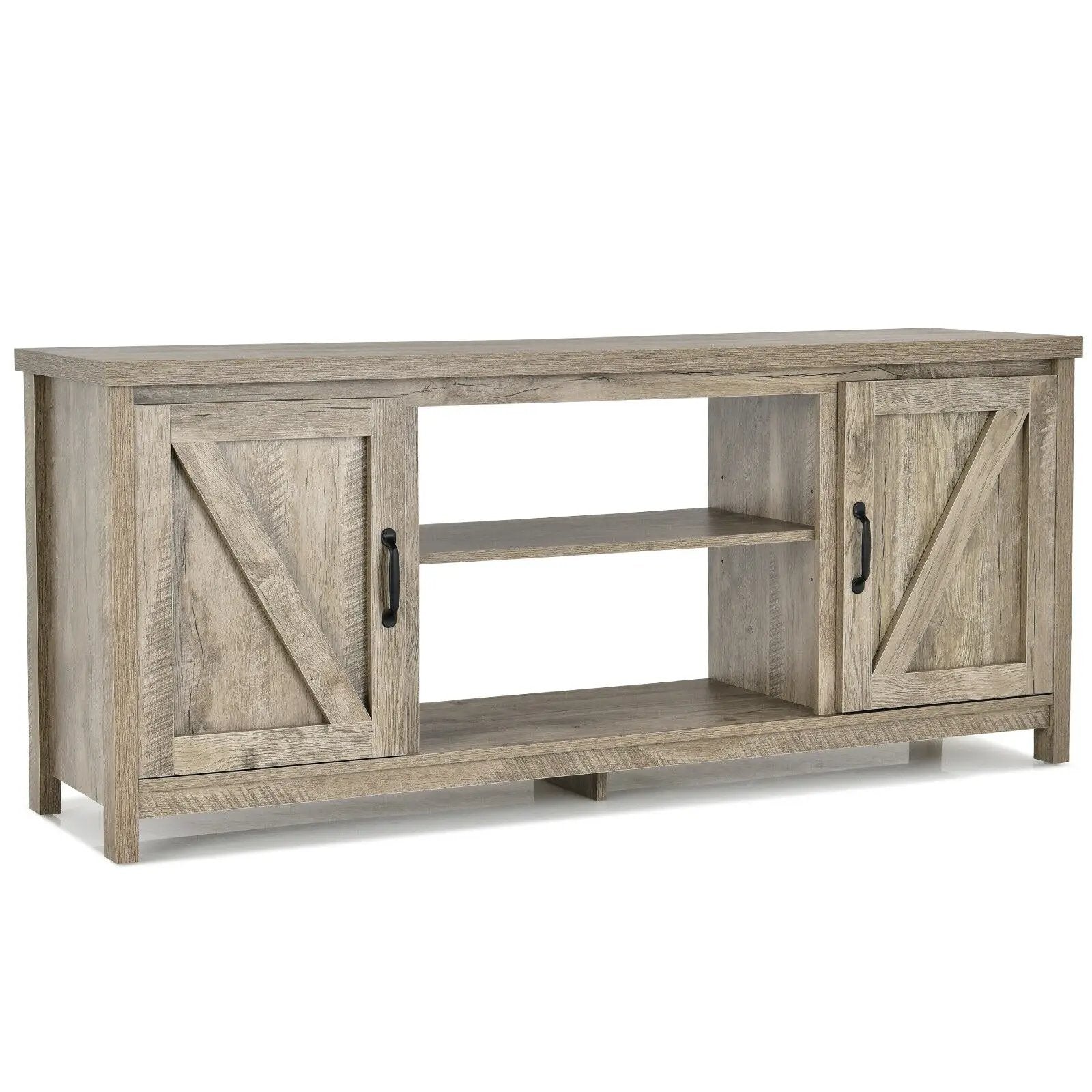 59 Inches TV Stand Media Console Center with Storage Cabinet-Natural by DirectDeals