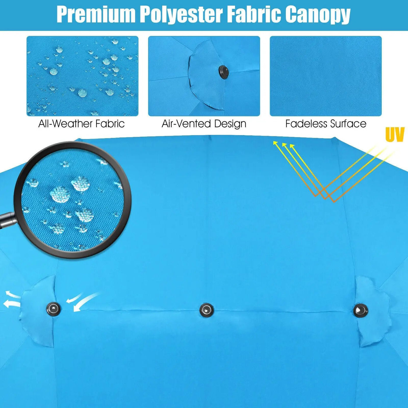 15 Feet Patio Double-Sided Umbrella with Hand-Crank System by DirectDeals