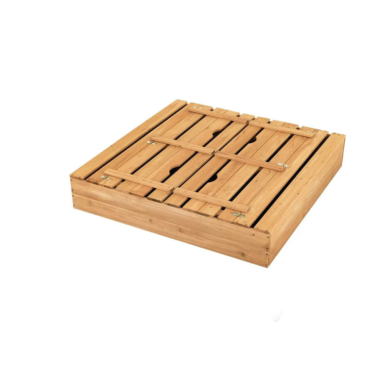 Kids Wooden Sandbox with 2 Foldable Bench Seats by DirectDeals