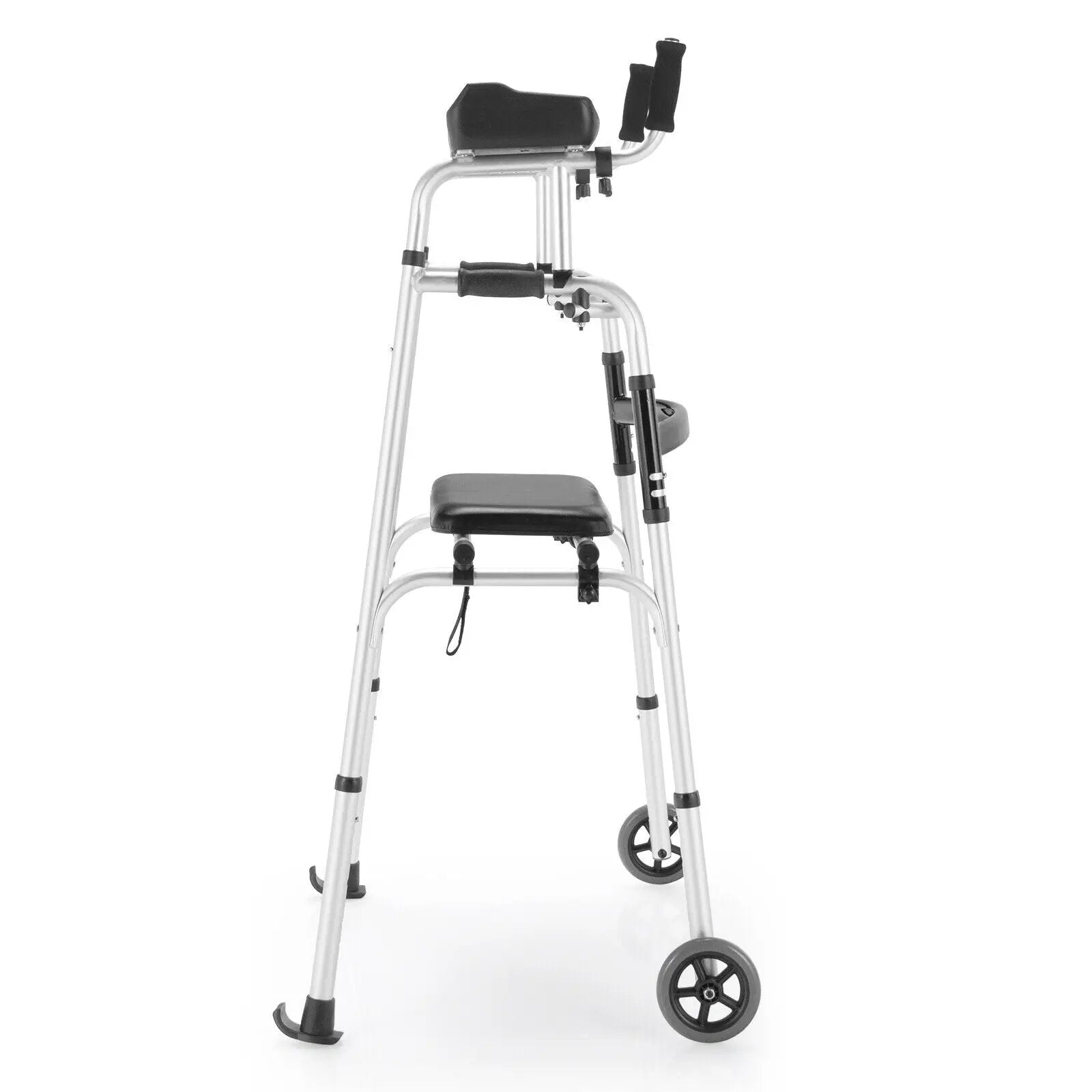 Height Adjustable Rolling Walker With Seat and Armrest Pad by DirectDeals