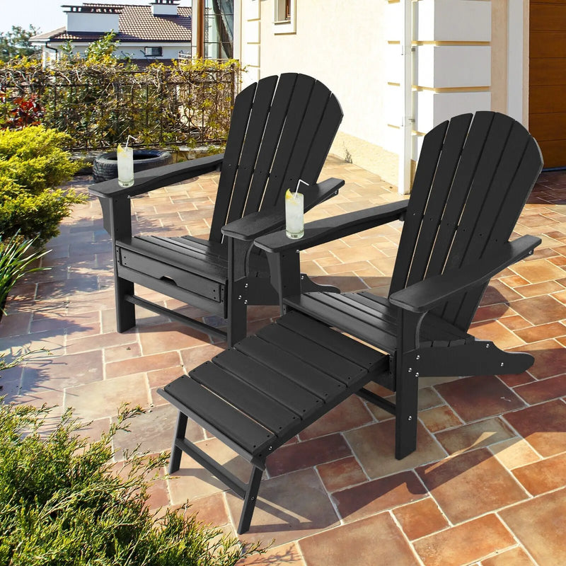 Patio HDPE Adirondack Chair with Retractable Ottoman by DirectDeals