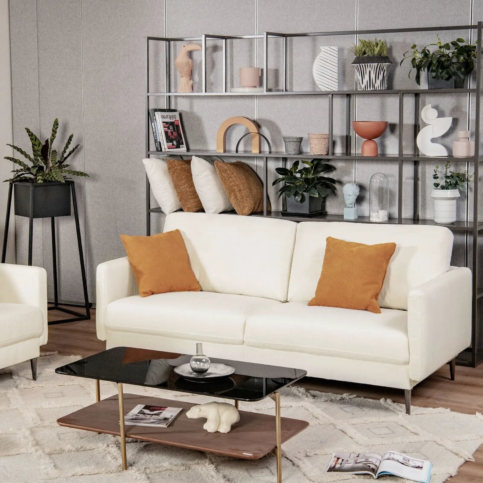 Modern Loveseat with Comfy Backrest Cushions by DirectDeals