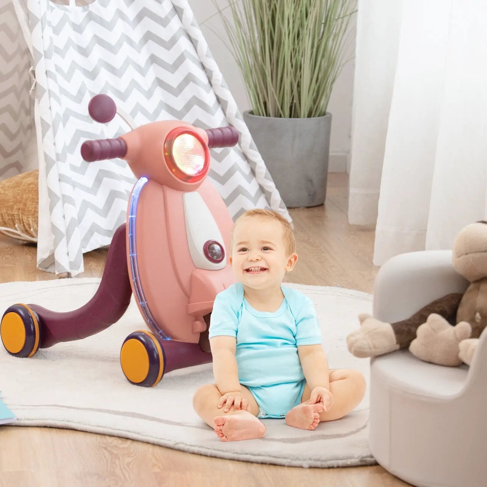 2-in-1 Baby Sit to Stand Learning Walker with Lights and Sounds by DirectDeals