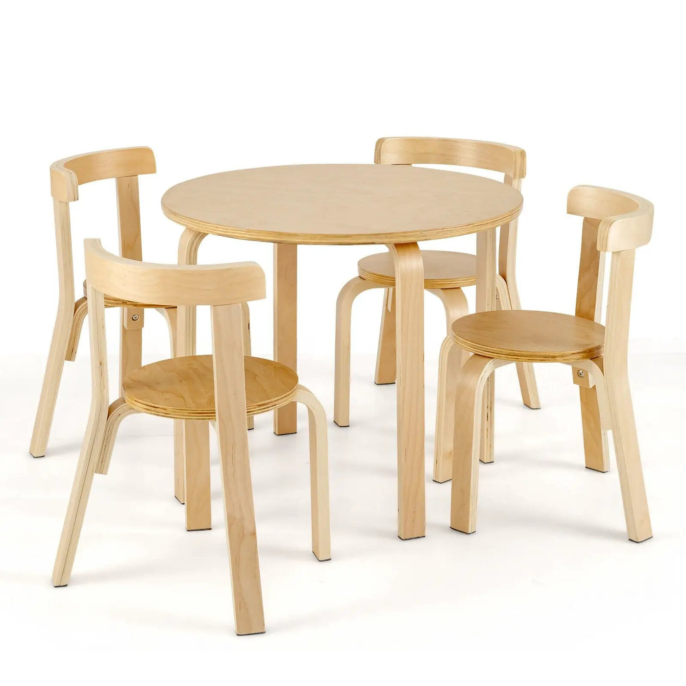 5-Piece Kids Wooden Curved Back Activity Table and Chair Set with