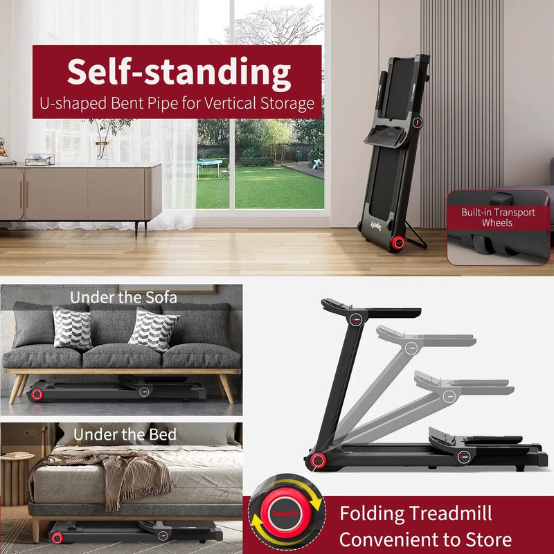 3.75HP Folding Treadmill with APP and 12 Preset Programs by DirectDeals