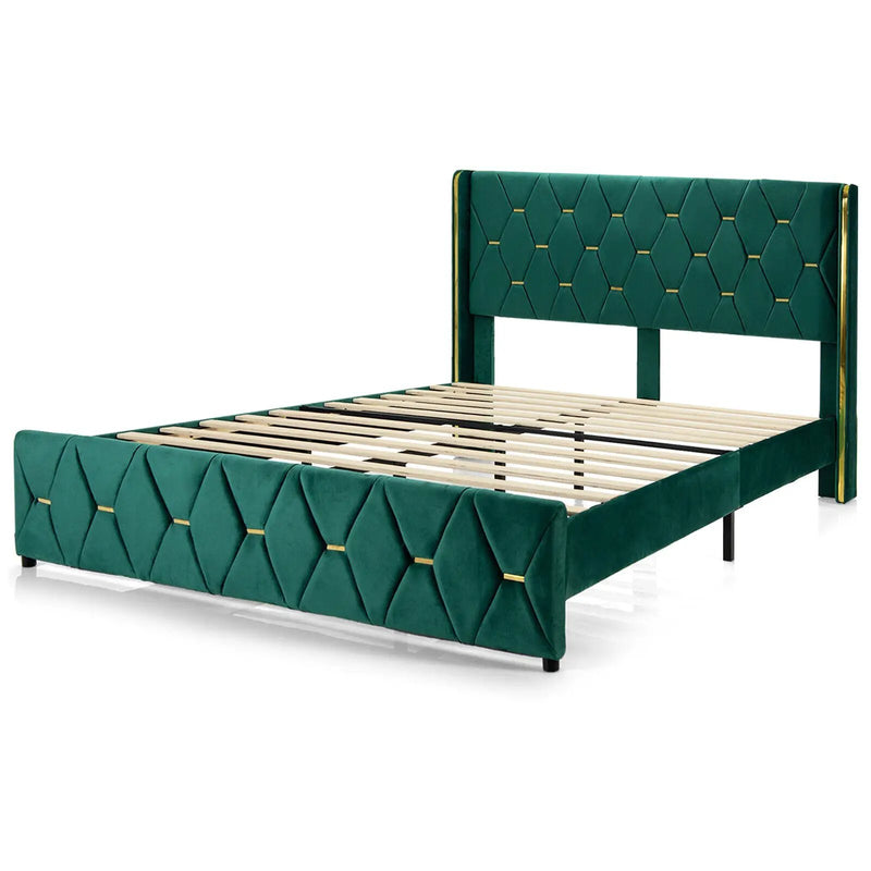 Queen/Full Size Upholstered Platform Bed Frame with Adjustable Headboard by DirectDeals