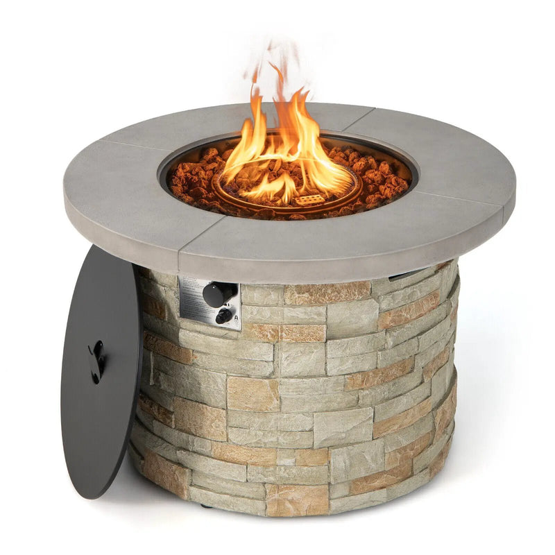 36 Inch Propane Gas Fire Pit Table with Lava Rock and PVC cover-Gray by DirectDeals