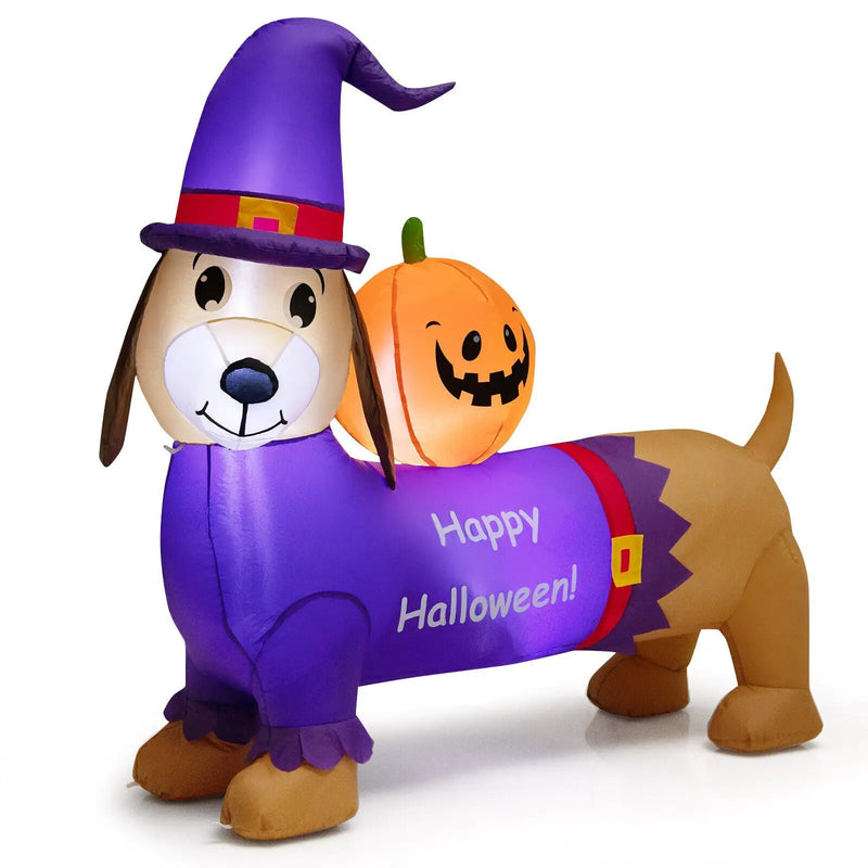 5 Feet Long Halloween Inflatable Dachshund Dog with Pumpkin by DirectDeals