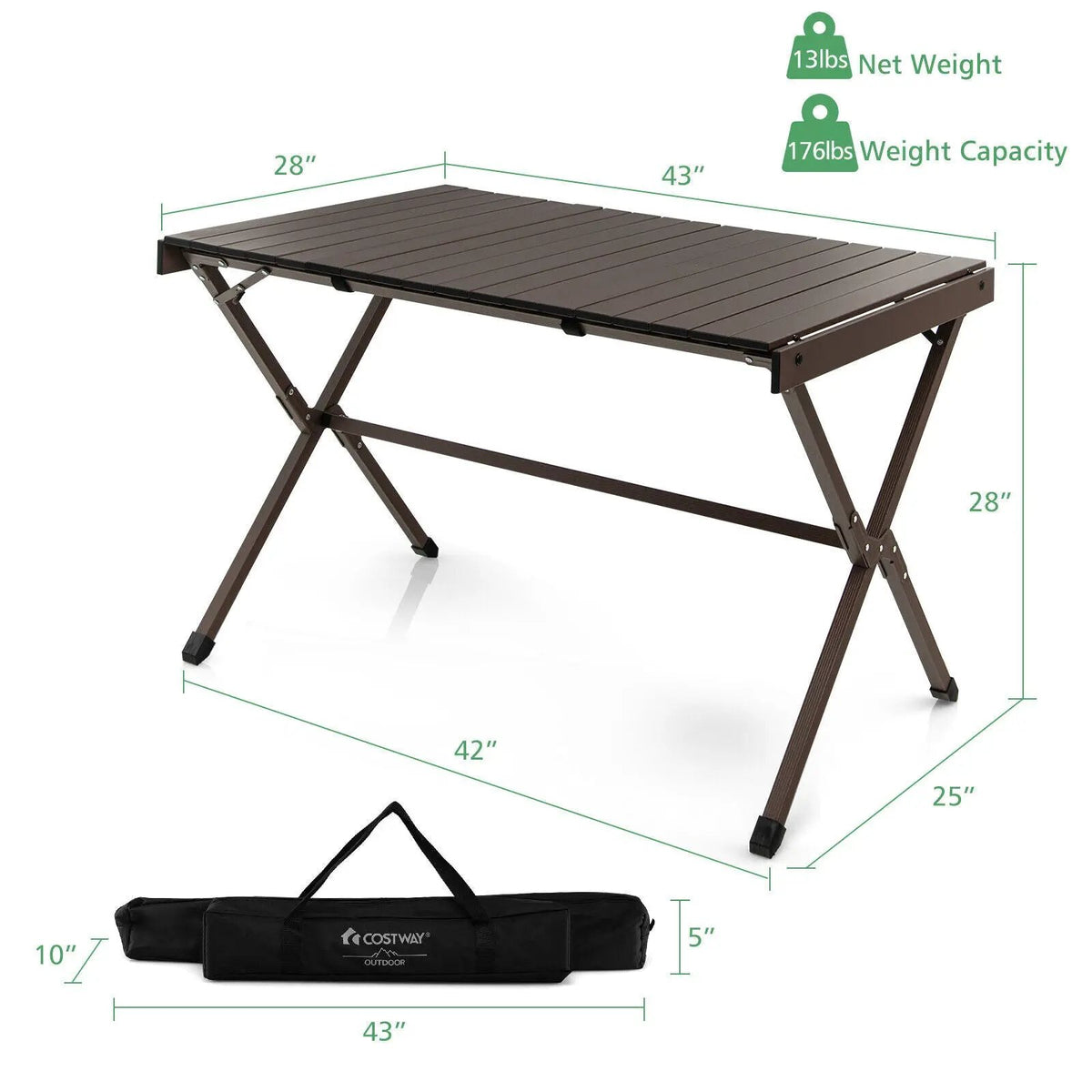 4-6 Person Portable Aluminum Camping Table with Carrying Bag by DirectDeals
