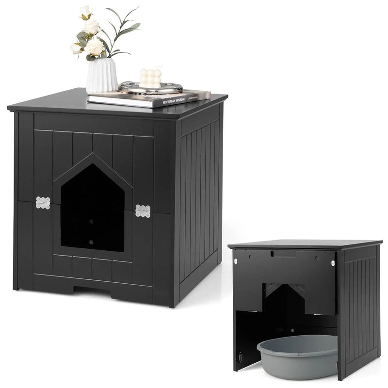 Cat Litter Box Enclosure with Flip Magnetic Half Door by DirectDeals