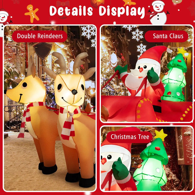 7.2 Feet Long Christmas Inflatable Santa Rides Sled with LED Lights by DirectDeals