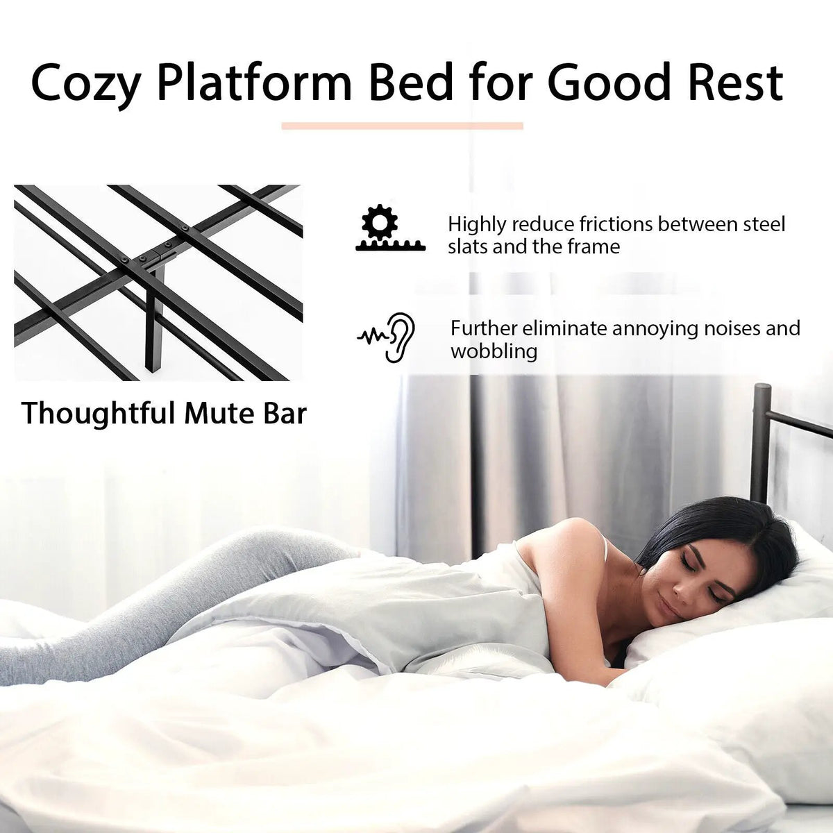 Full/Queen Size Platform Bed Frame with High Headboard by DirectDeals
