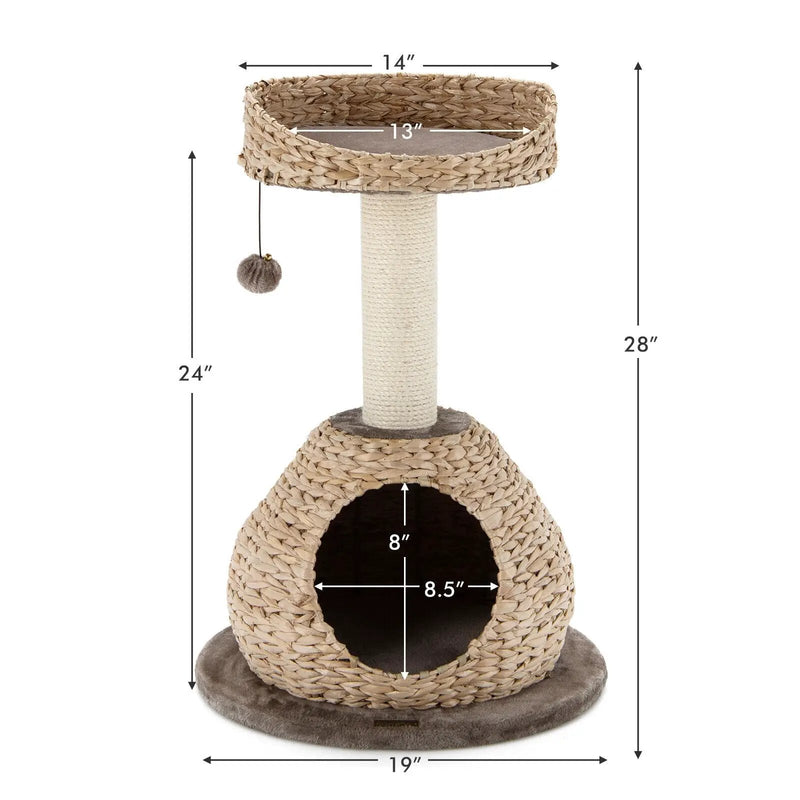 28 Inches Hand-Made Cat Tree Tower with Jump Platform by DirectDeals