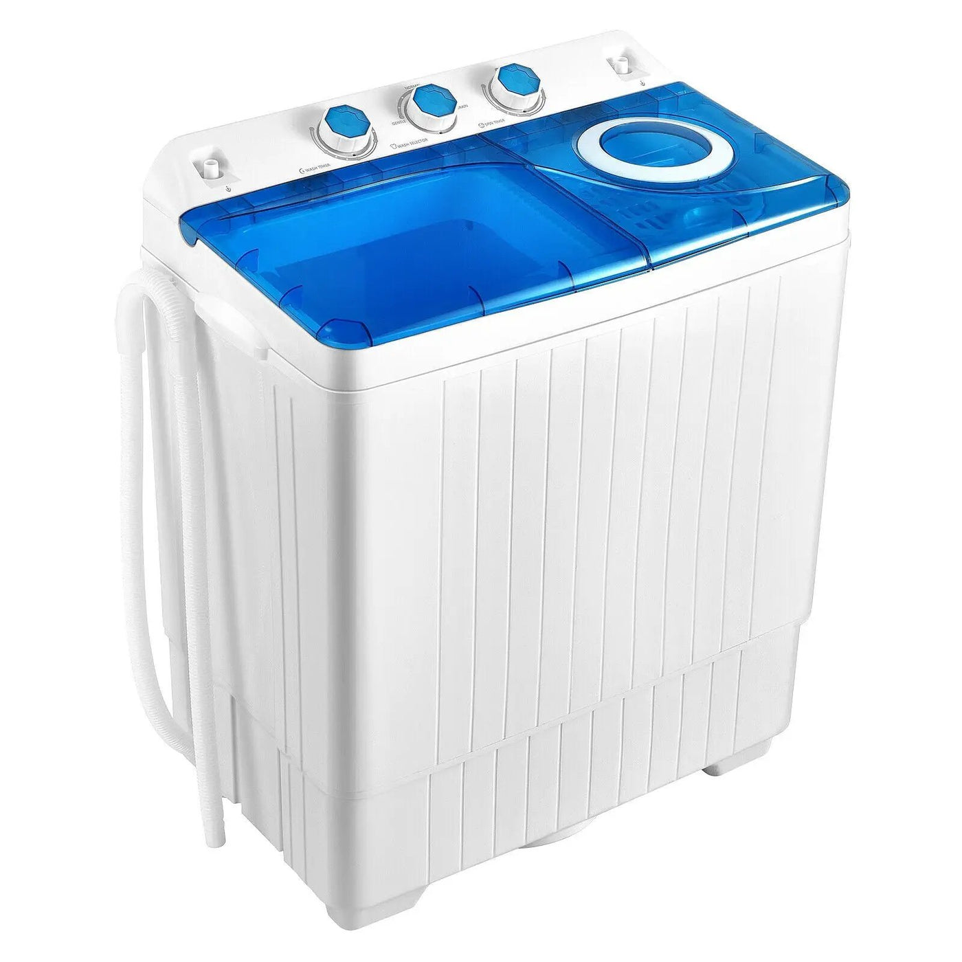26 LBS Twin Tub Portable Washing Machine with Built-In Drain Pump-Gray by DirectDeals