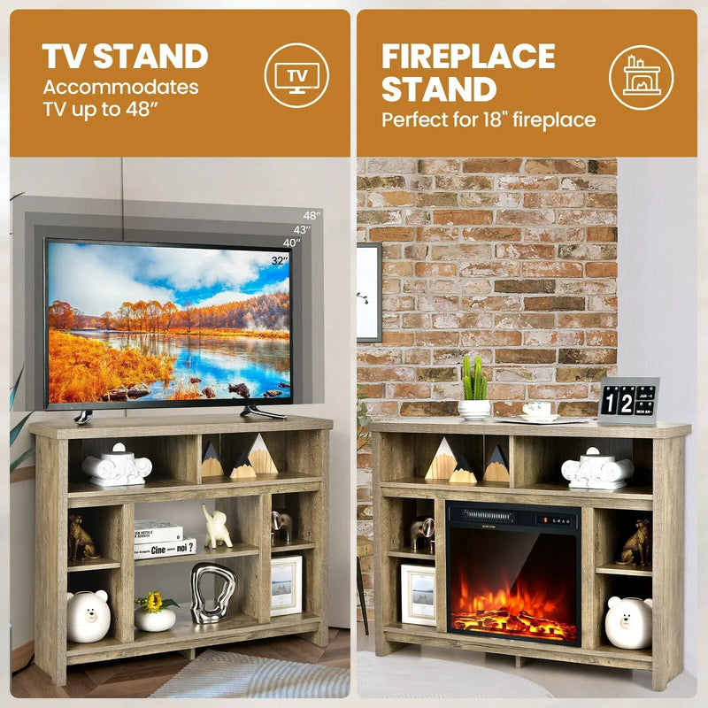 Modern Corner TV Stand with Adjustable Shelves for TVs up to 48 Inch by DirectDeals