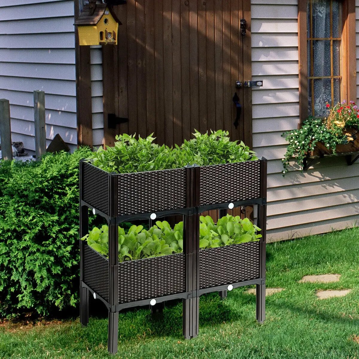 Set of 4 Elevated Flower Vegetable Herb Grow Planter Box by DirectDeals