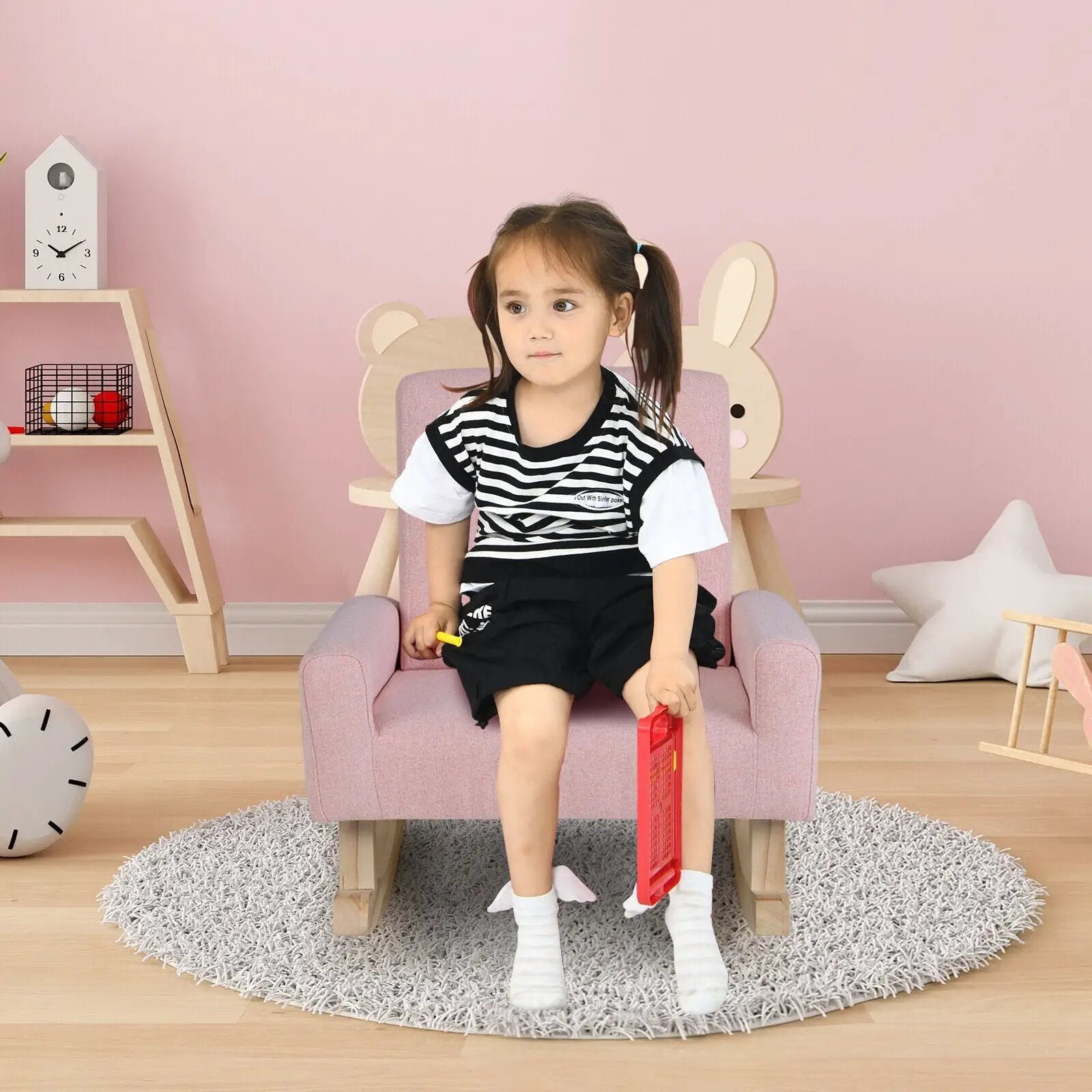 Kids Rocking Chair with Solid Wood Legs by DirectDeals