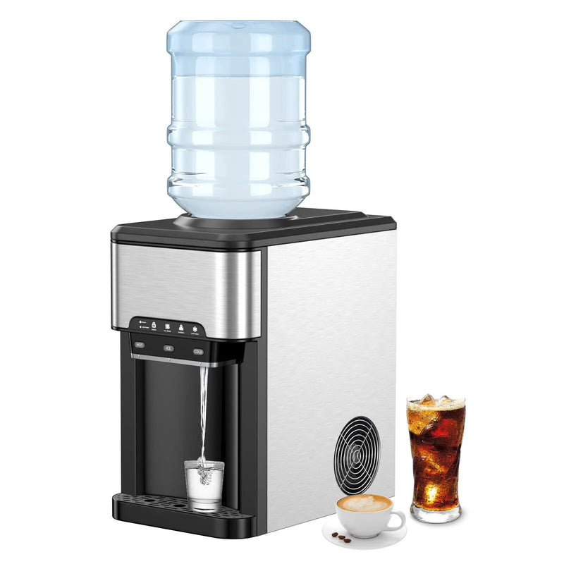 Water Cooler Dispenser 3-in-1 with Built-in Ice Maker and 3 Temperature Settings-Silver by DirectDeals