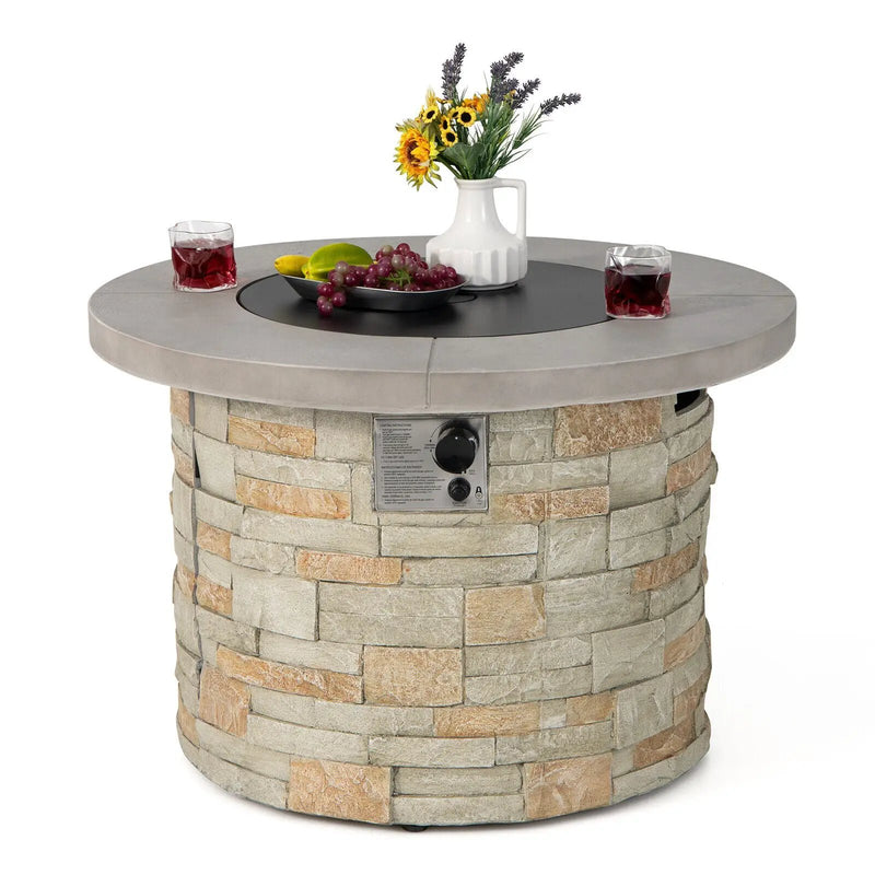 36 Inch Propane Gas Fire Pit Table with Lava Rock and PVC cover-Gray by DirectDeals