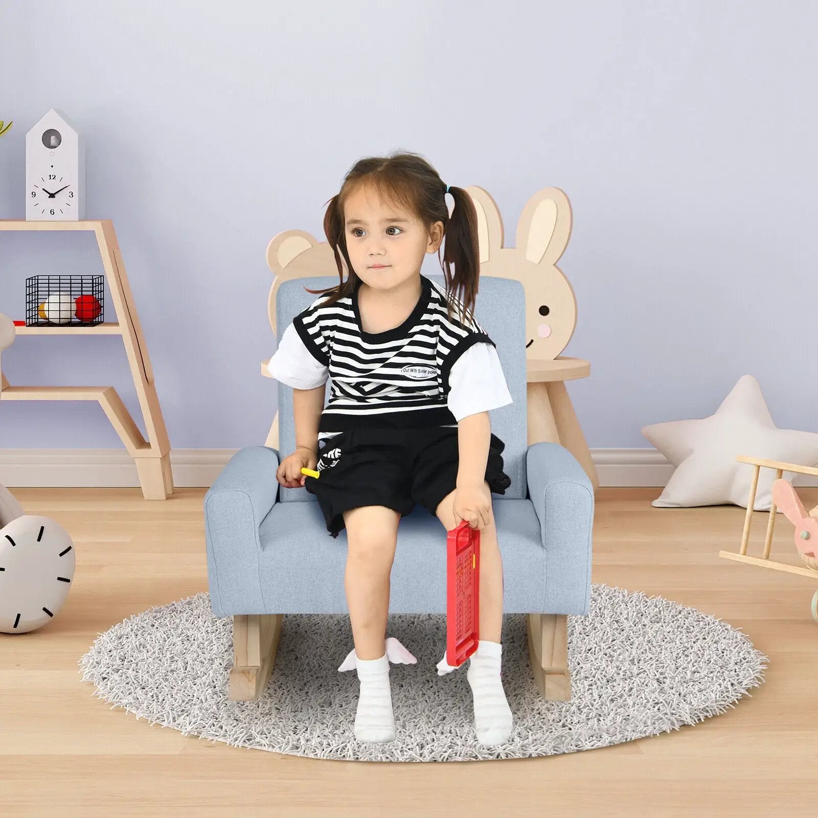 Kids Rocking Chair with Solid Wood Legs by DirectDeals