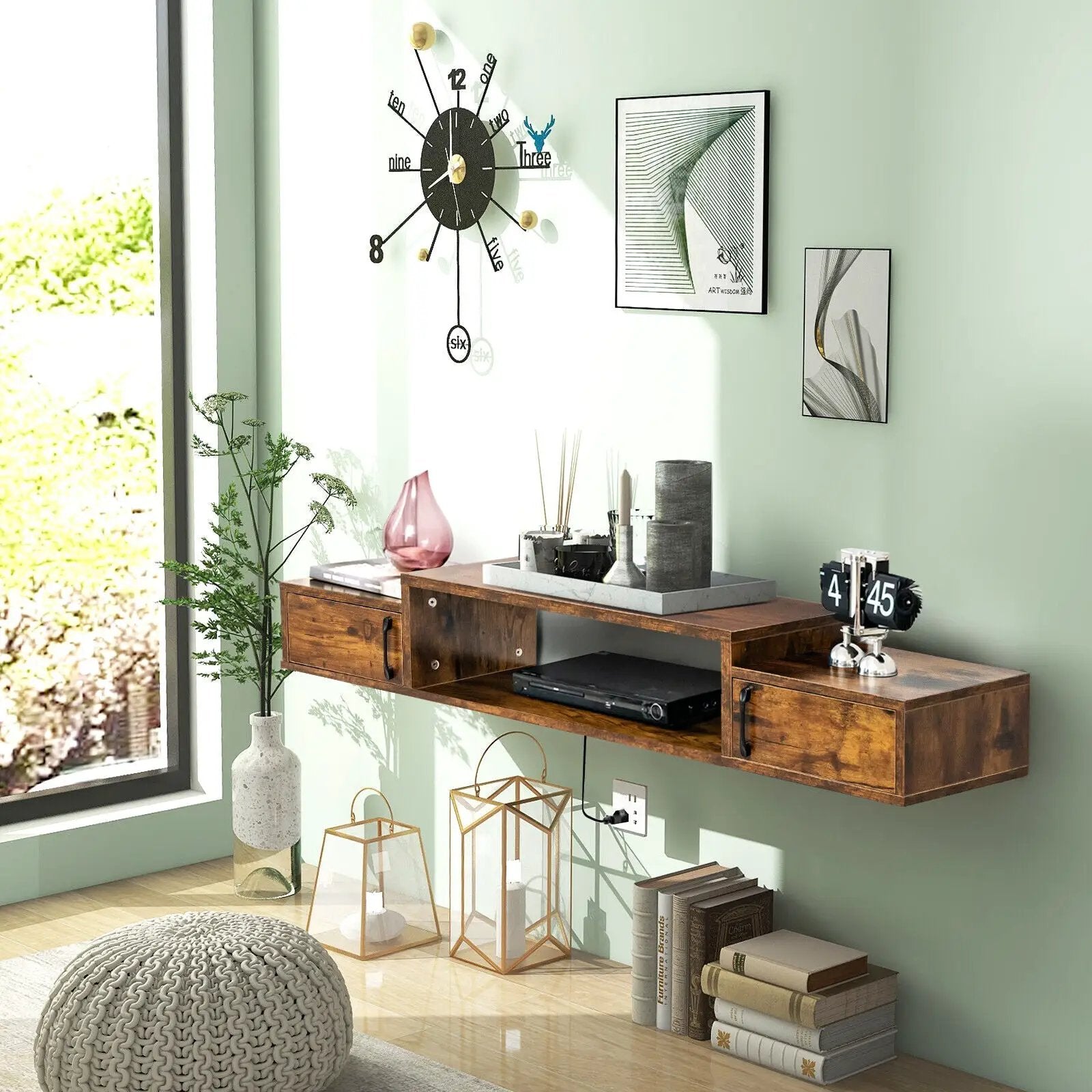 55 Inches Floating TV Stand with Power Outlet by DirectDeals