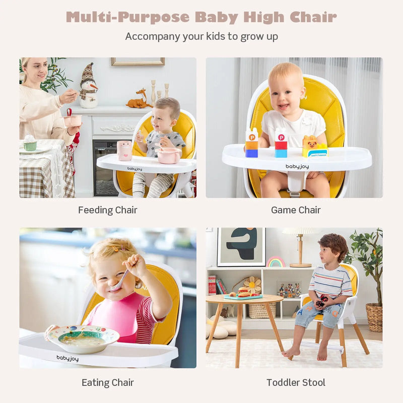 4-in-1 Convertible Baby High Chair Infant Feeding Chair with Adjustable Tray by DirectDeals
