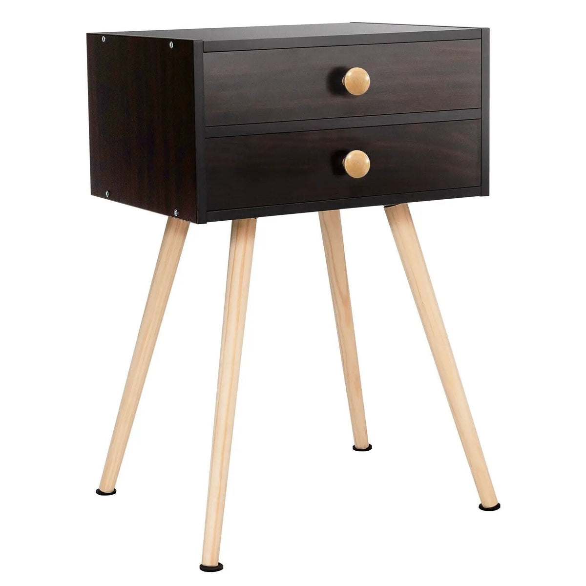Modern Nightstand Bedside Table Mid Century with 2 Drawers-Natural by DirectDeals