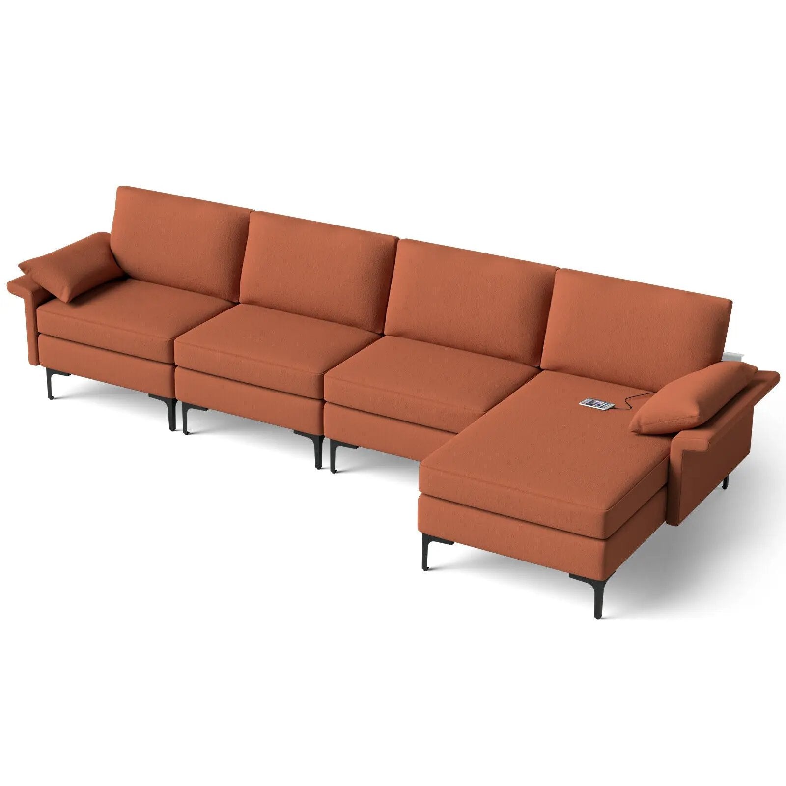 Extra Large L-shaped Sectional Sofa with Reversible Chaise and 2 USB Ports for 4-5 People by DirectDeals