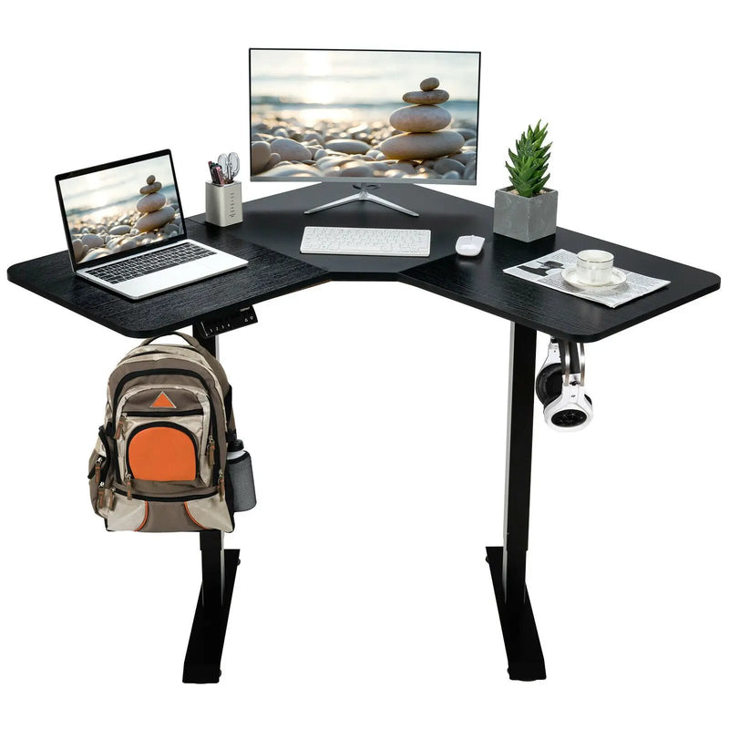 L-shaped Electric Standing Desk with 4 Memory Positions and LCD Display by DirectDeals