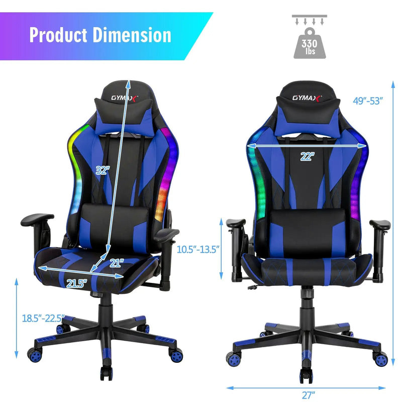 Gaming Chair Adjustable Swivel Computer Chair with Dynamic LED Lights by DirectDeals