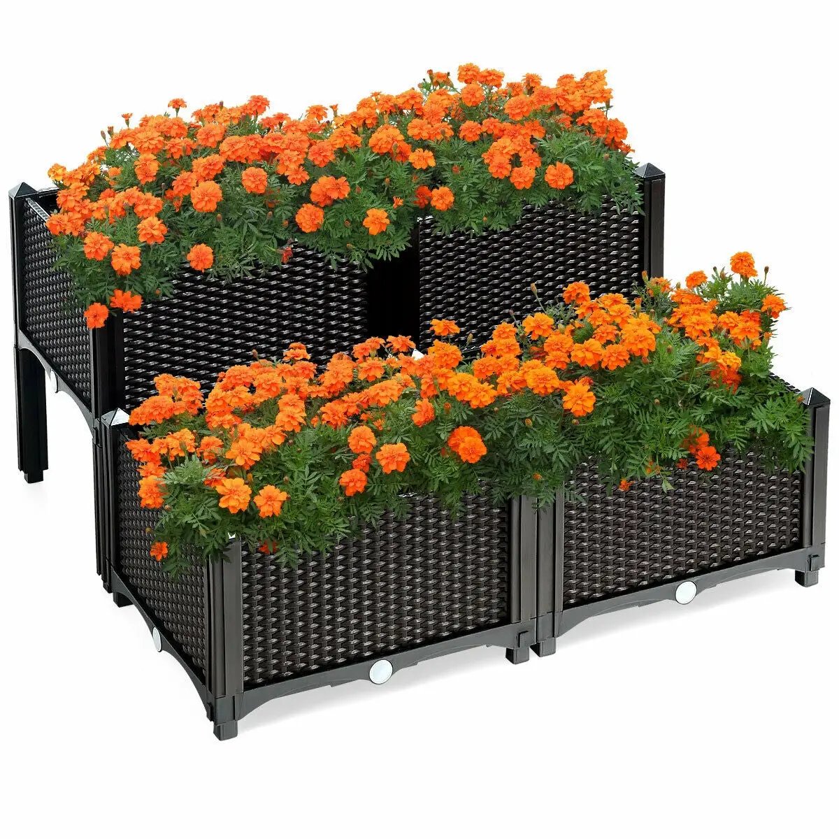 Set of 4 Elevated Flower Vegetable Herb Grow Planter Box by DirectDeals