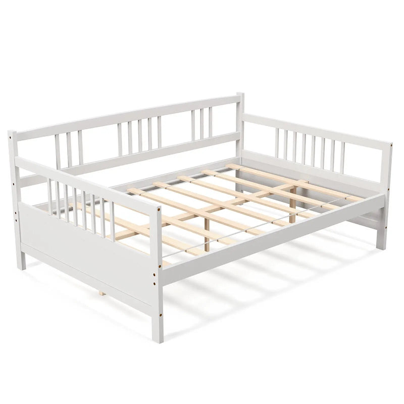 Classic Wooden Full Size Daybed Frame with Guardrails by DirectDeals