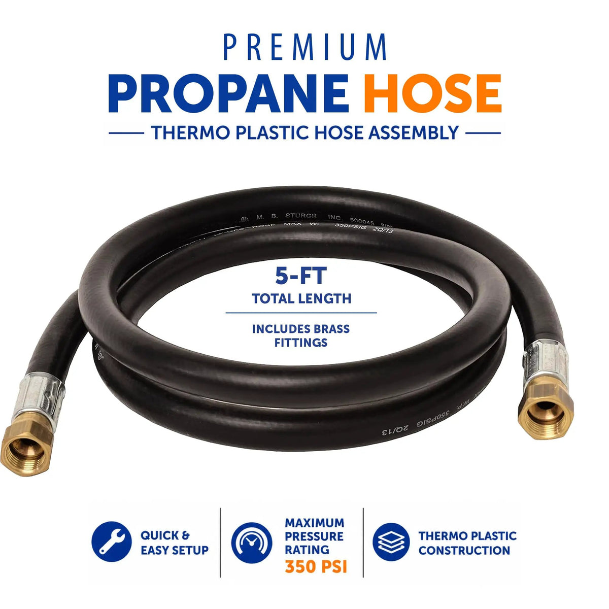 Flame King Thermo Rubber RV Slide Out Hose Assembly, 60 Inch, 3/8 Inch ID, Female to Female by Flame King Products