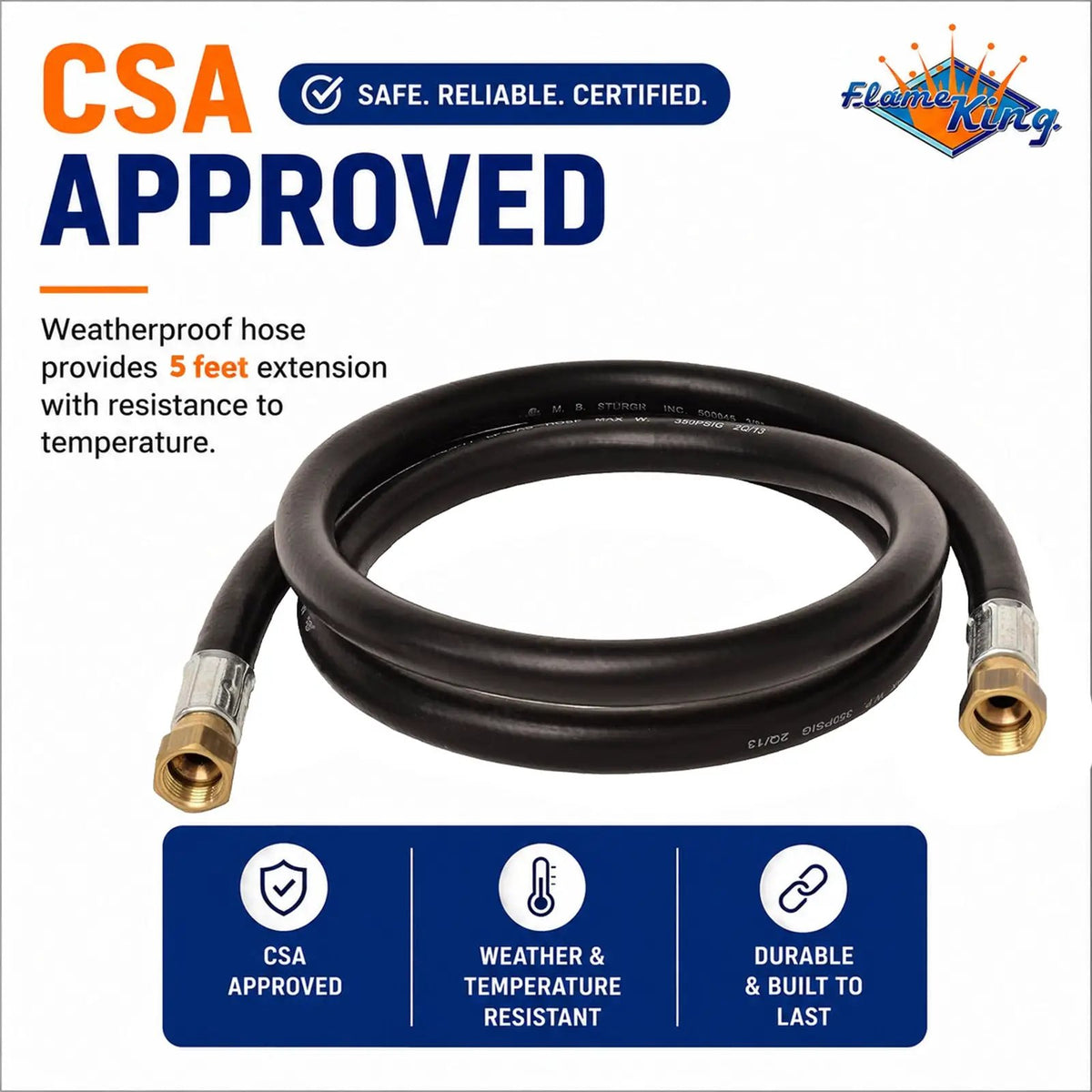 Flame King Thermo Rubber RV Slide Out Hose Assembly, 60 Inch, 3/8 Inch ID, Female to Female by Flame King Products