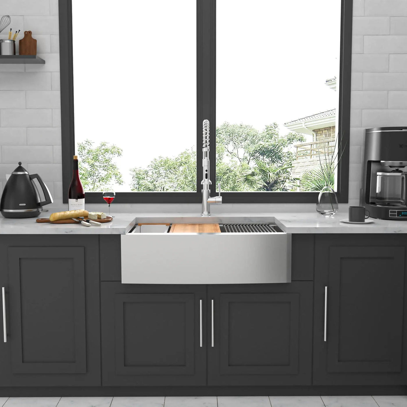Classic Ceramic Farmhouse Sink Workstation Single Bowl With Durable Finish by HouseOfZazla
