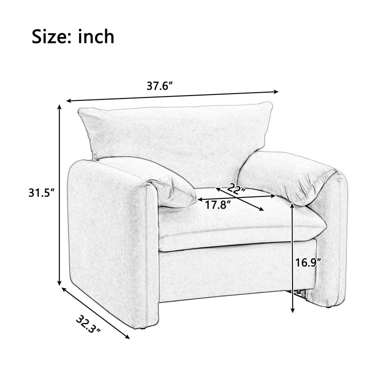 Modern Style Chenille Oversized Armchair Accent Chair by HouseOfZazla