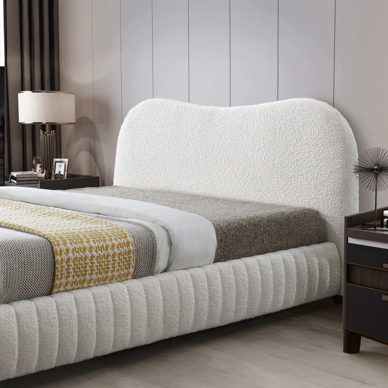 Norme - Queen Size Upholstered Low Profile Platform Bed - Cream by HouseOfZazla