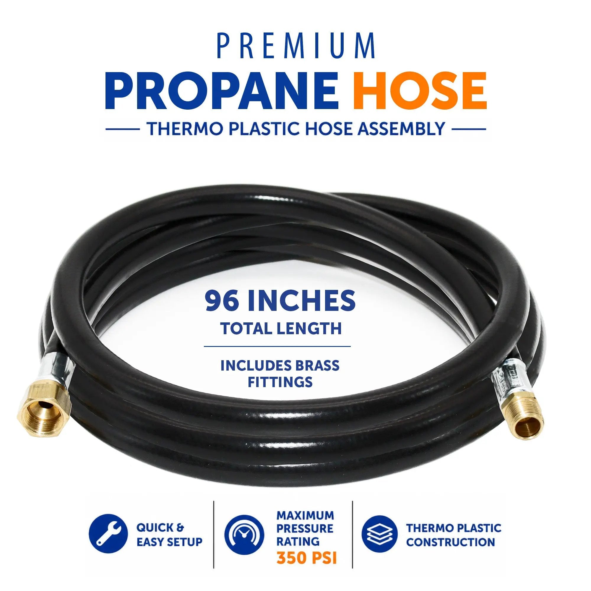 Flame King Thermo Plastic Hose Assembly for LP and Natural Gas, 96 Inch, 3/8 Inch by Flame King Products