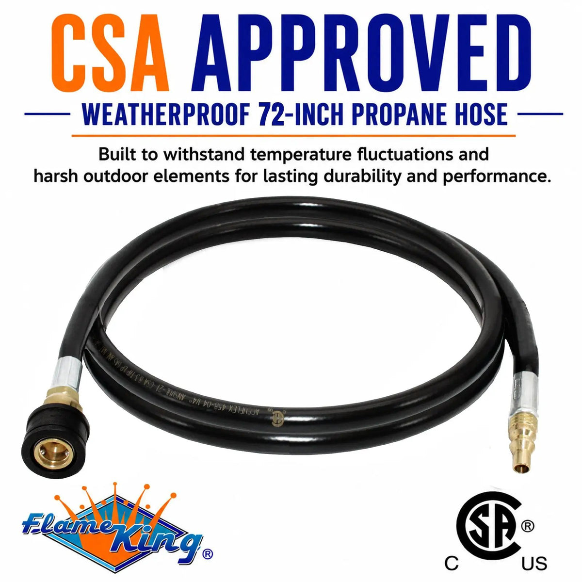 Flame King RV, Van, Trailer, Dual Quick Connect Hose, LP Gas Only, 72 Inch, 1/4 Inch by Flame King Products