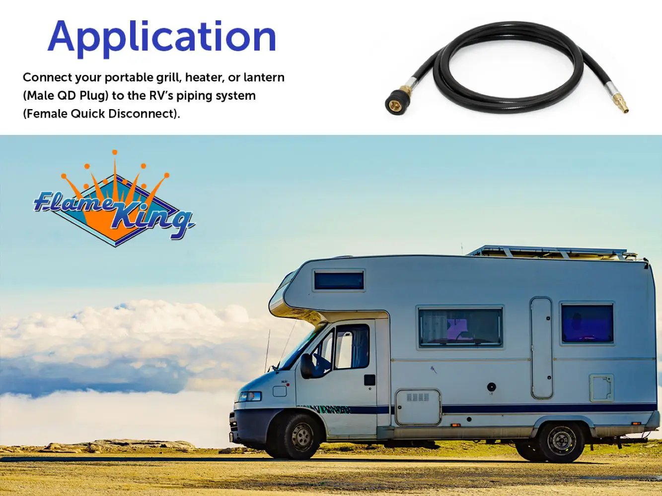 Flame King RV, Van, Trailer, Dual Quick Connect Hose, LP Gas Only, 72 Inch, 1/4 Inch by Flame King Products