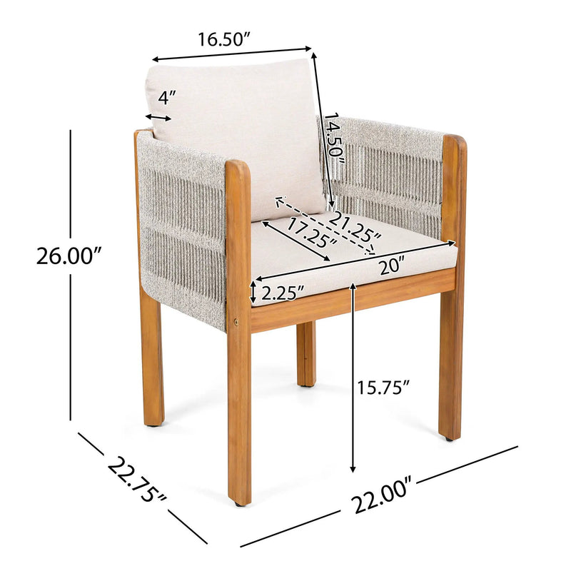 7 Piece Outdoor Dining Set With Table And 6 Chairs - Beige / Teak / White by HouseOfZazla