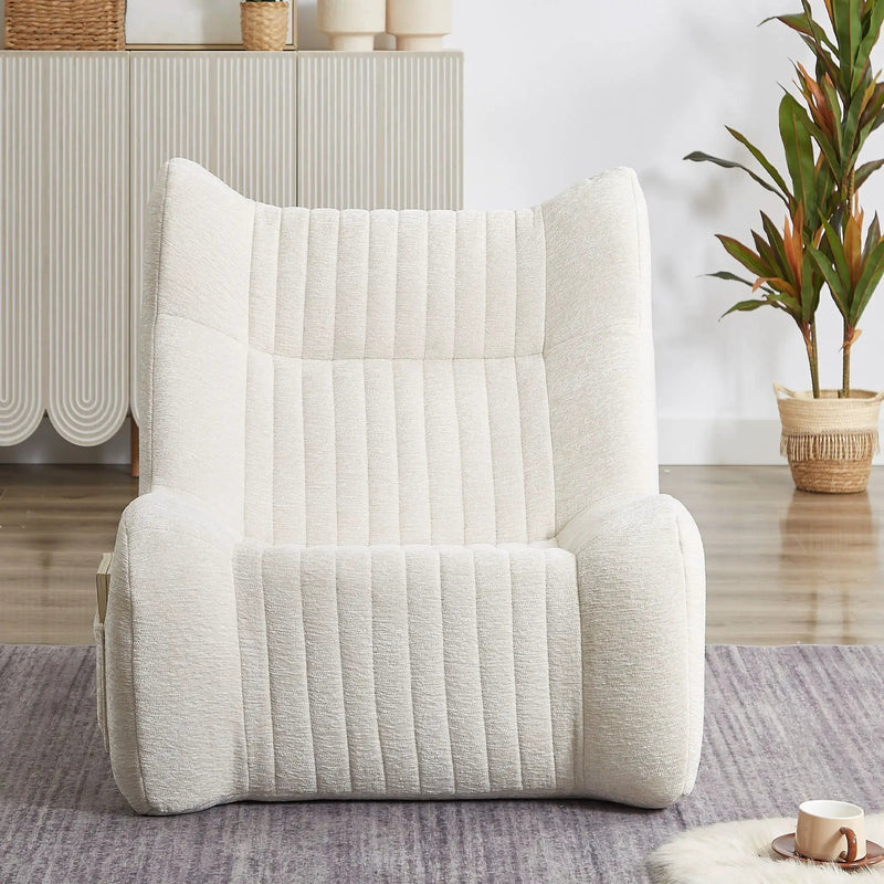 Bean Bag Chair For Adults, Lazy Floor Sofa Couch Memory Foam Bean Bag Sofas Chenille Fabric Reading Chair Comfortable Corner Lounge Sofa For Living Room - White by HouseOfZazla