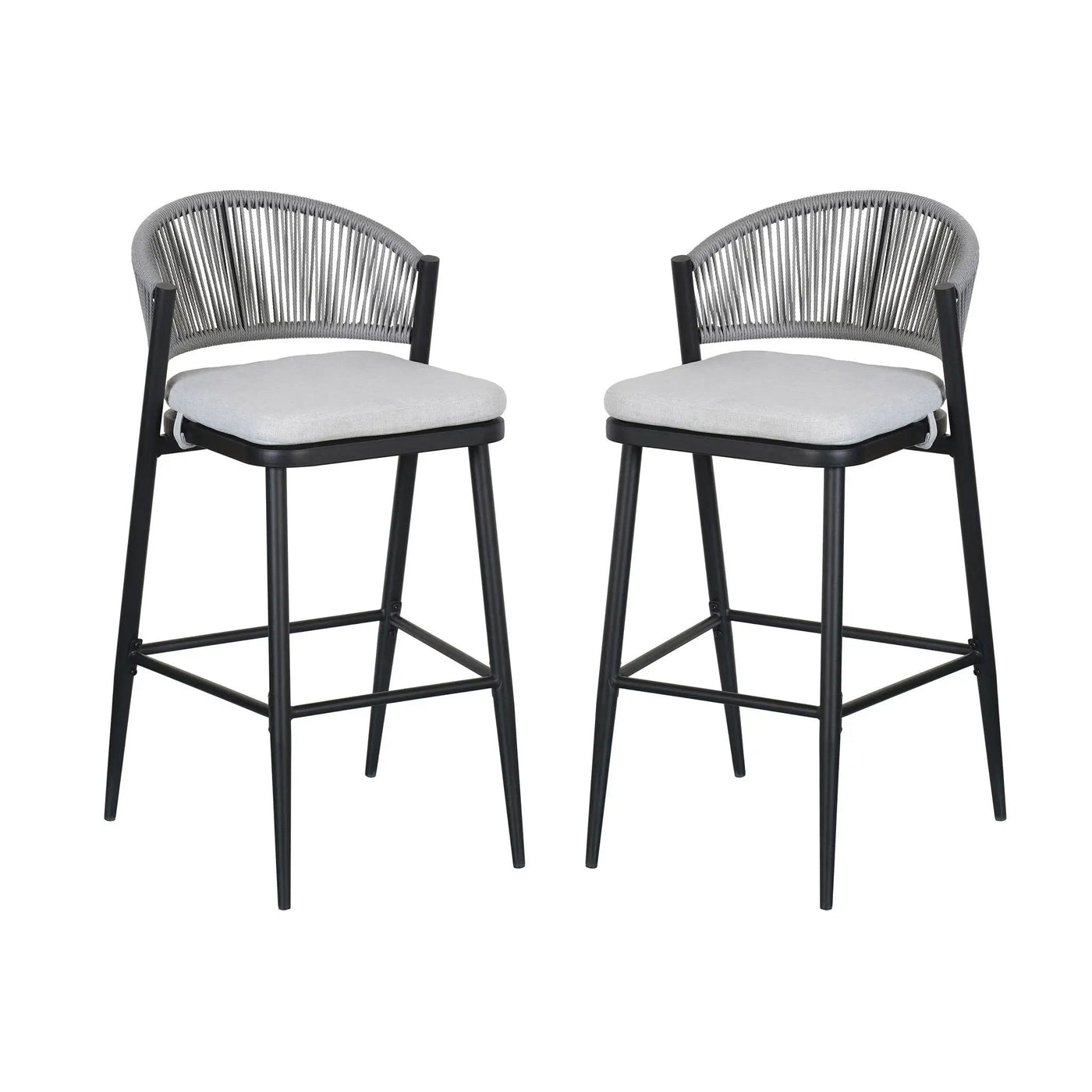 Outdoor Bar Height Metal Frame Counter Stools with Scallop-Shaped Backrest & Water-Resistant Cushions by HouseOfZazla